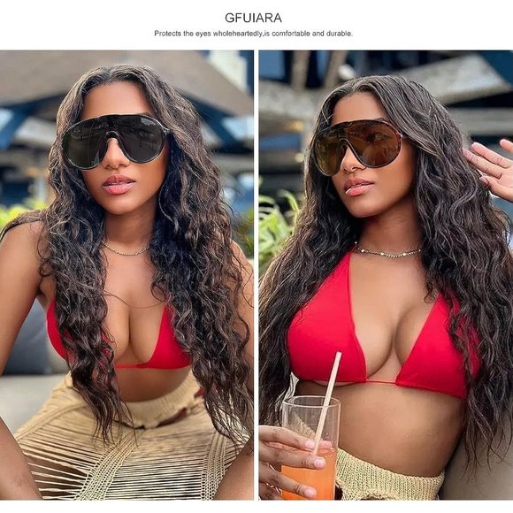 GFUIARA Women Trendy Oversized Fashion Shield Aviator  UV400 Protection Goggles - Picture 2 of 7